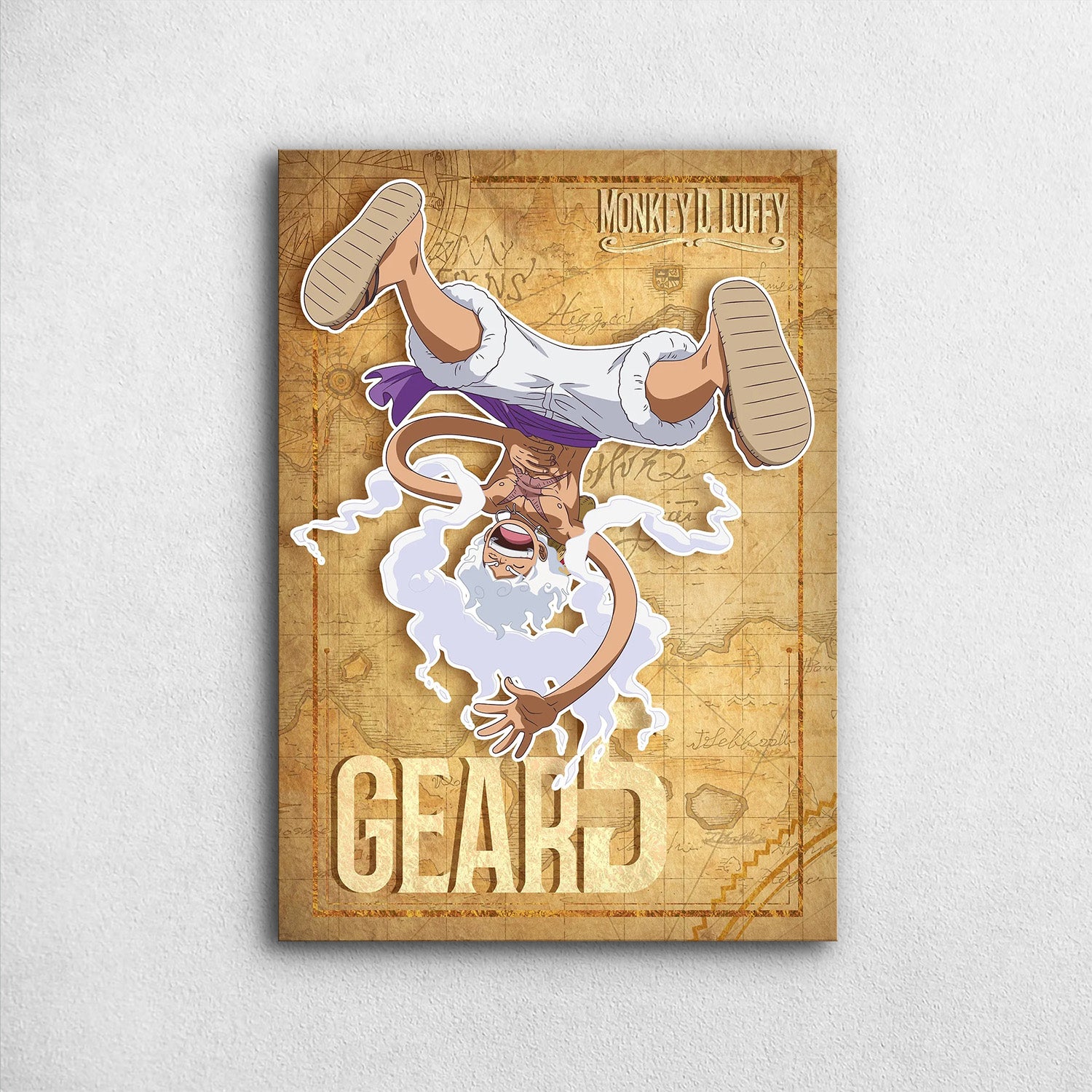 metal gear 5 poster Gear 5 Luffy_ Upside down_ One Piece Metal Poster