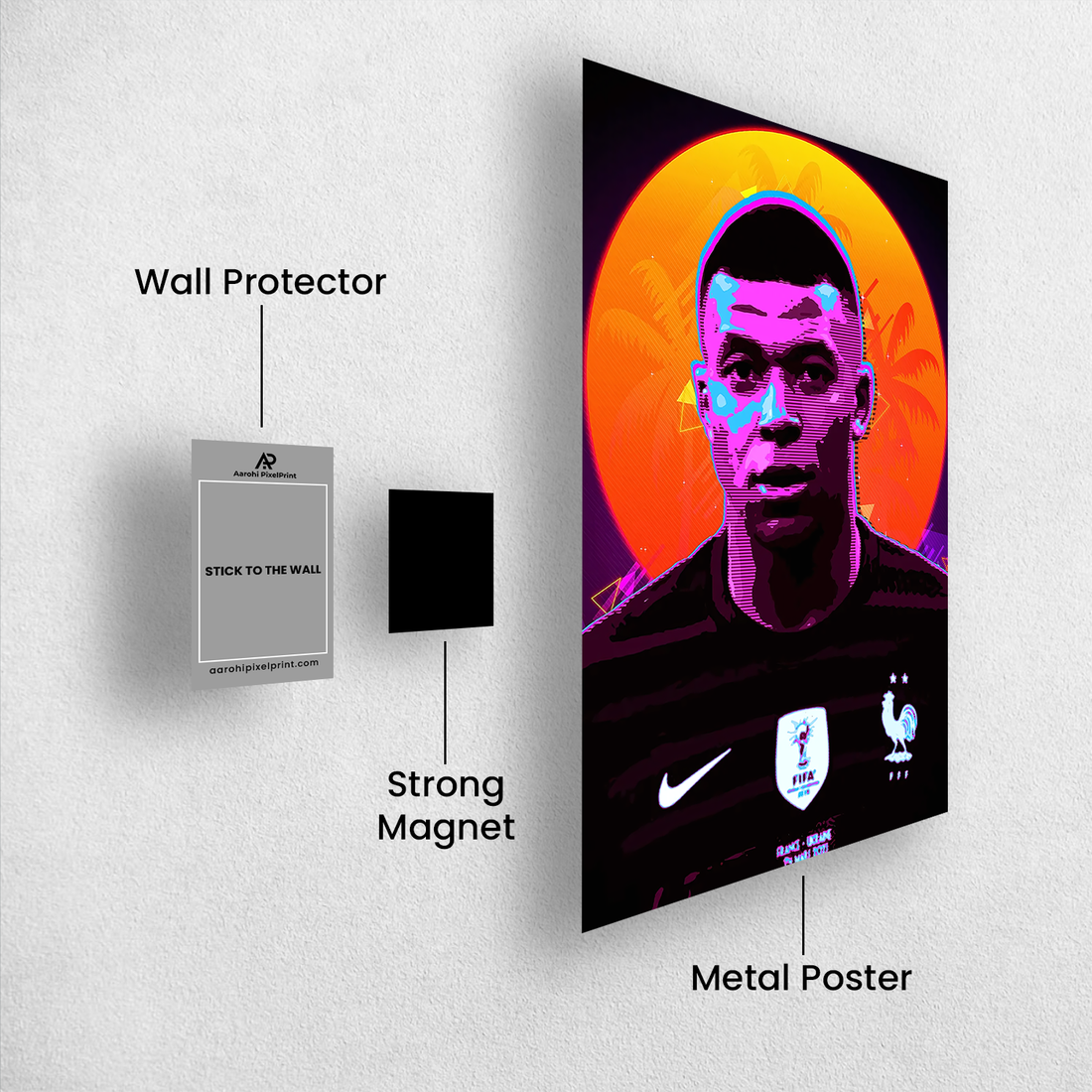 Kylian Mbappé France Retro Poster – Vaporwave Neon Art | FIFA Edition