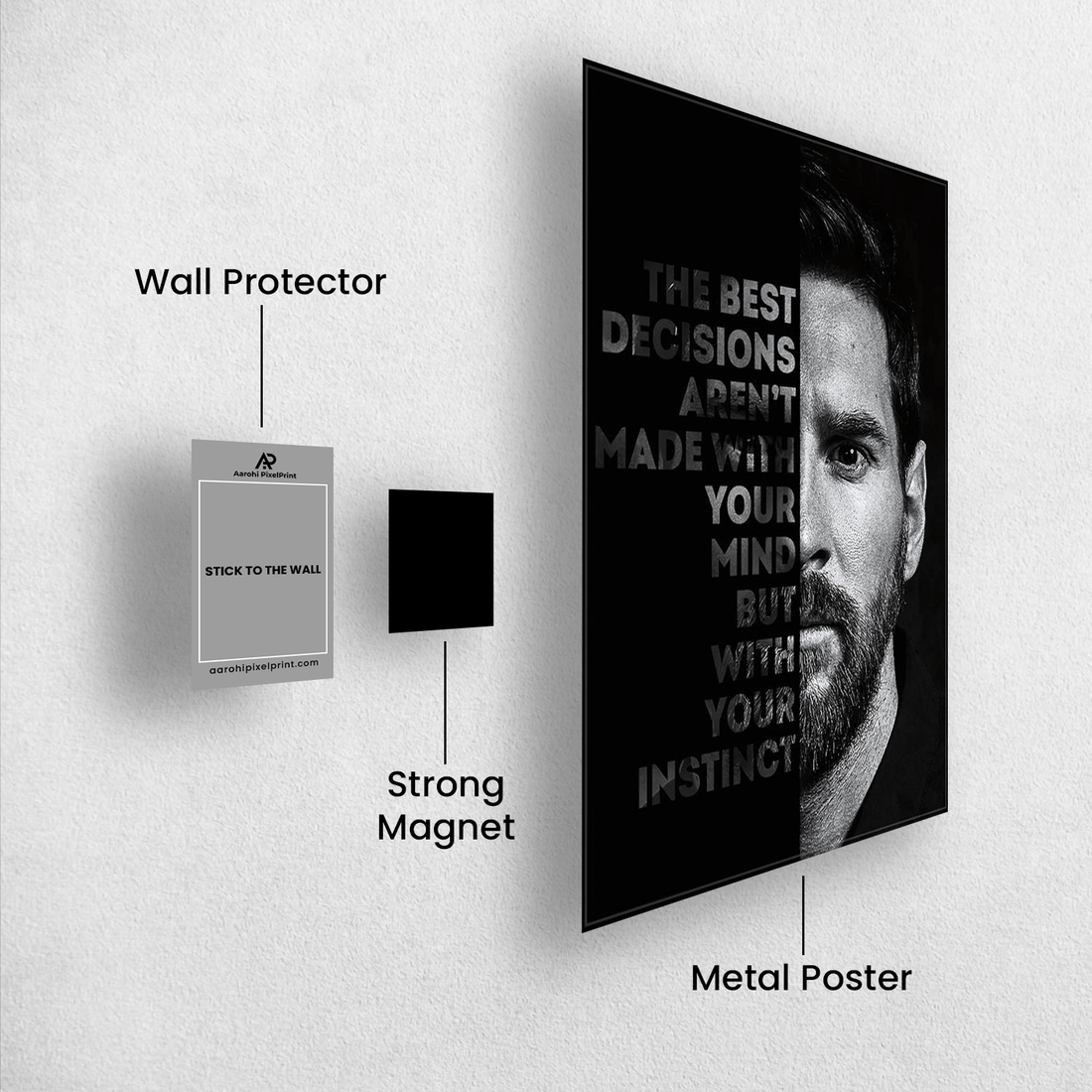 Lionel Messi Motivational Poster – Instinct Over Mindset | Black & White Poster