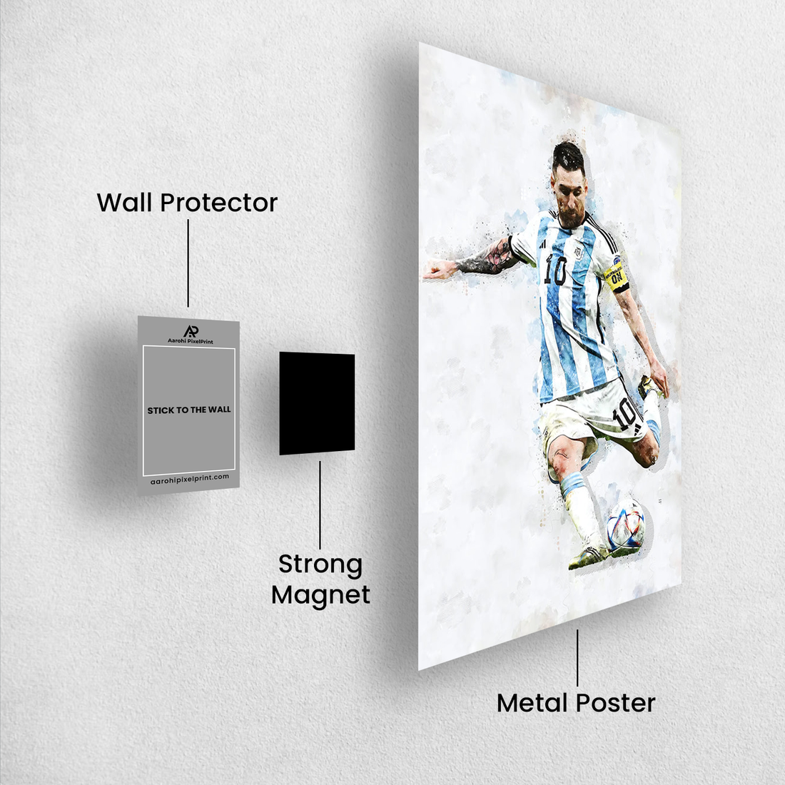 Lionel Messi Watercolor Shot Poster – Argentina No. 10 Art | Premium Poster