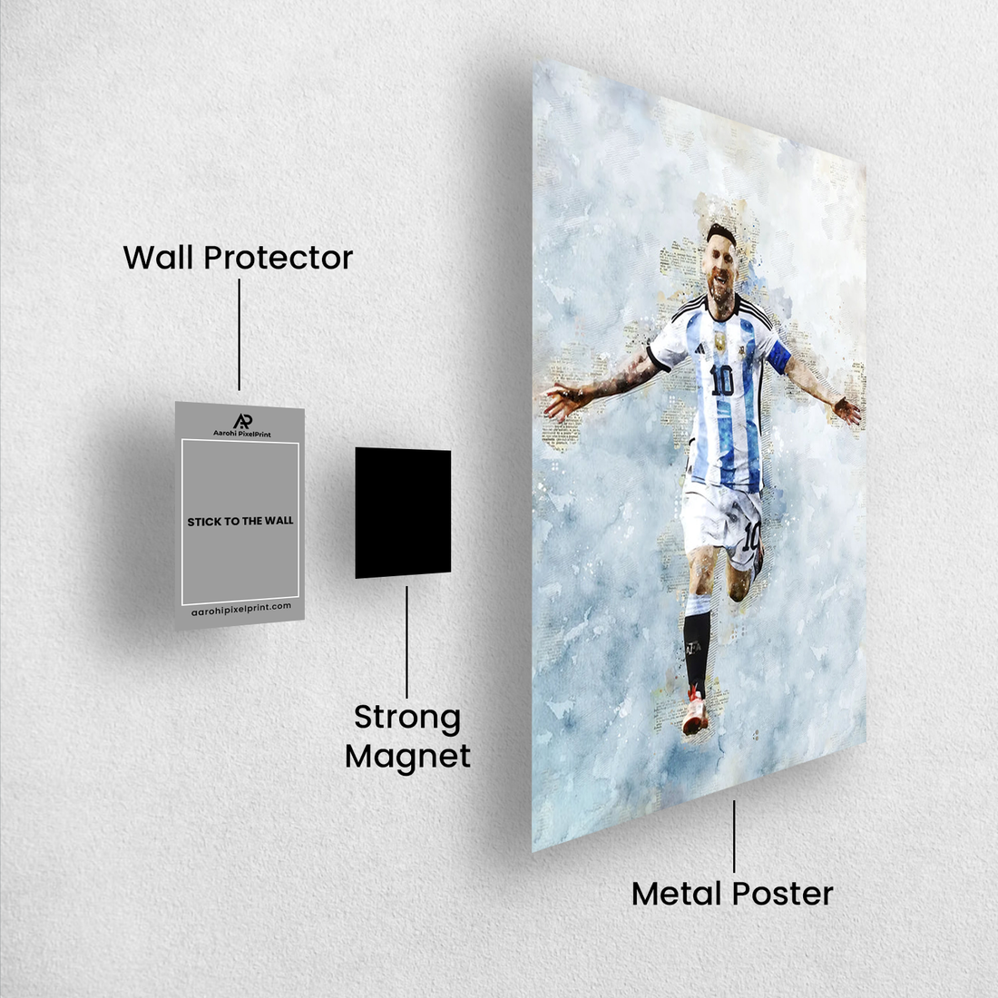 Lionel Messi Watercolor Celebration Poster – Argentina’s No.10 | Premium Print