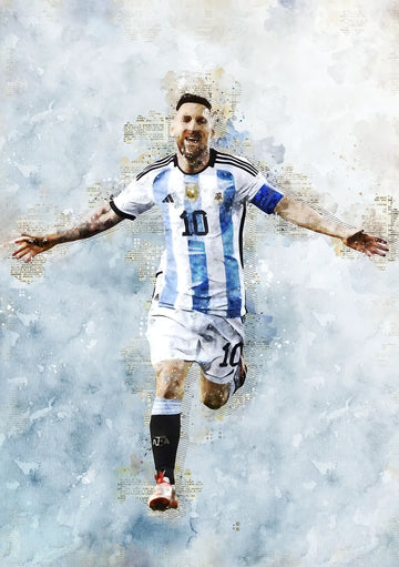 Lionel Messi Watercolor Celebration Poster – Argentina’s No.10 | Premium Poster