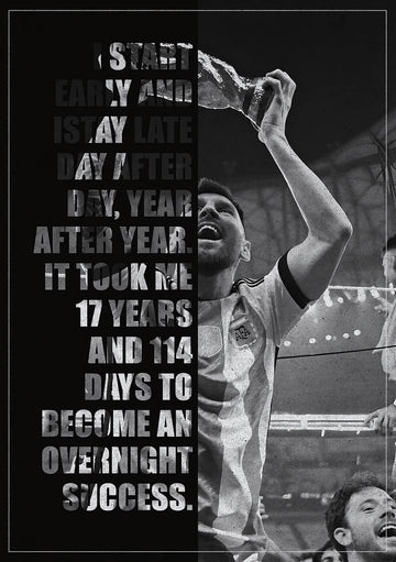 Lionel Messi Success Quote Poster – World Cup Victory | Premium Print