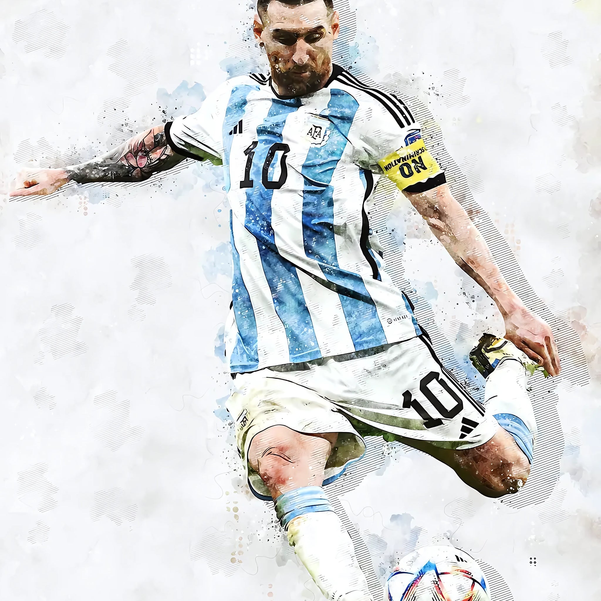 Lionel Messi Watercolor Shot Poster – Argentina No. 10 Art | Premium Poster
