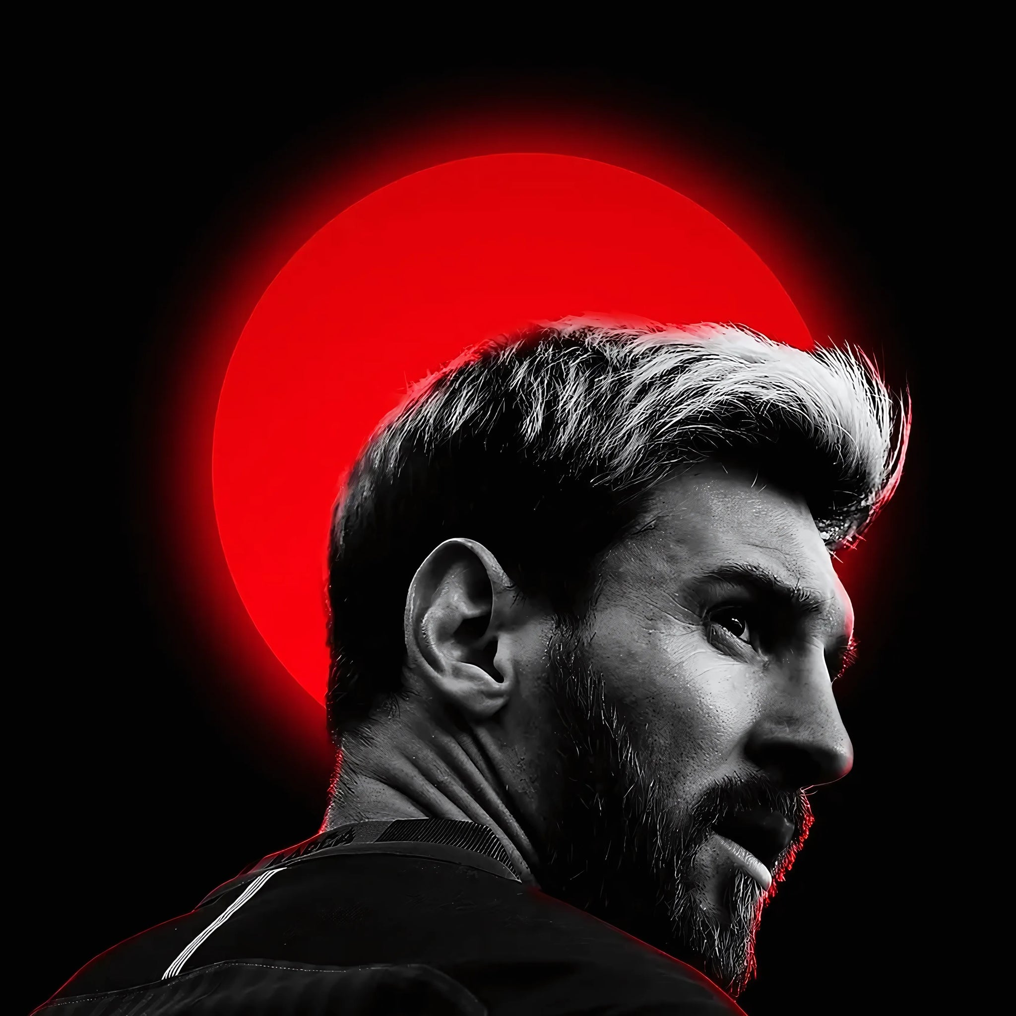 Lionel Messi Red Sun Poster – Dark Aesthetic Art | Premium Poster