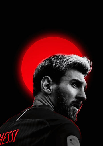 Lionel Messi Red Sun Poster – Dark Aesthetic Art | Premium Poster