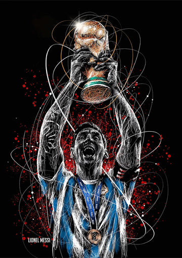 Lionel Messi Electric World Cup Poster – Futuristic Champion Art | Premium Poster