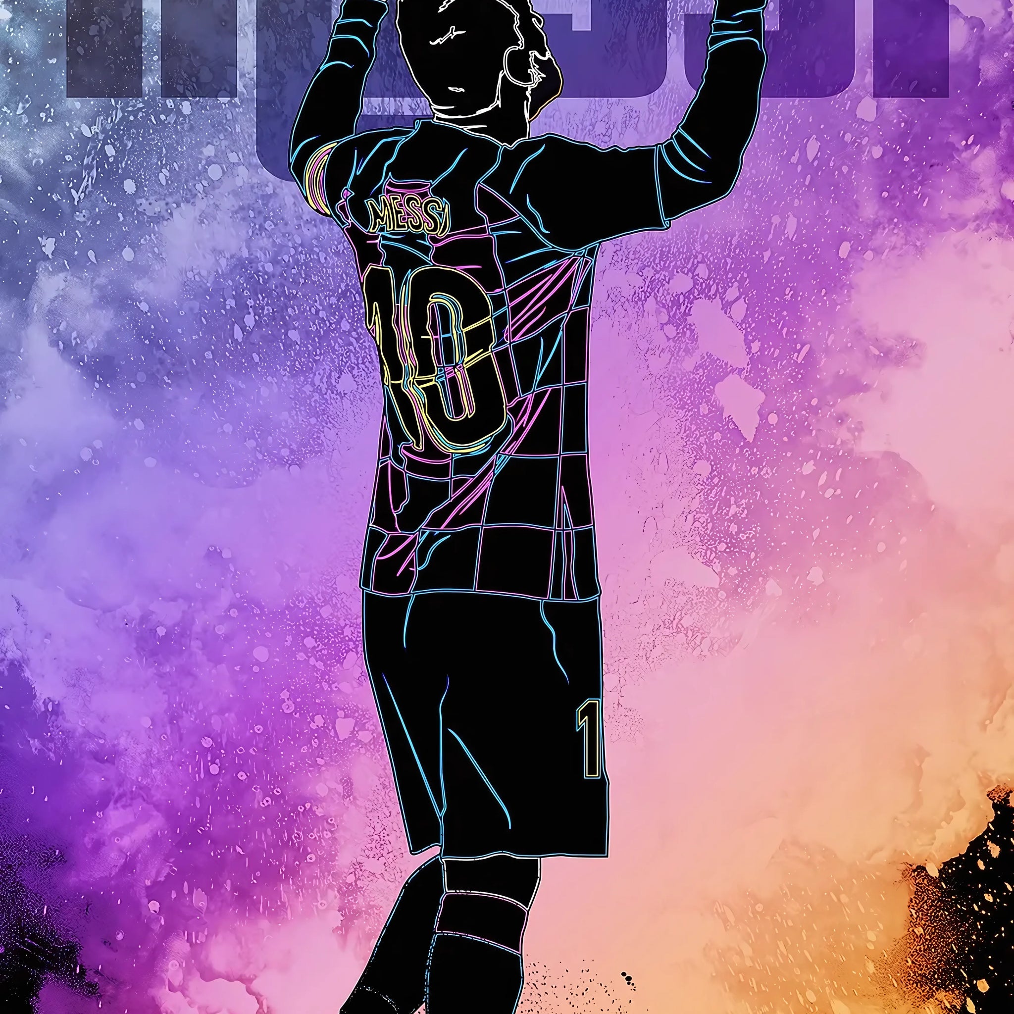 Lionel Messi Neon Tribute Poster – Futuristic Poster | Premium Poster