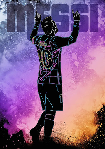 Lionel Messi Neon Tribute Poster – Futuristic Poster | Premium Poster