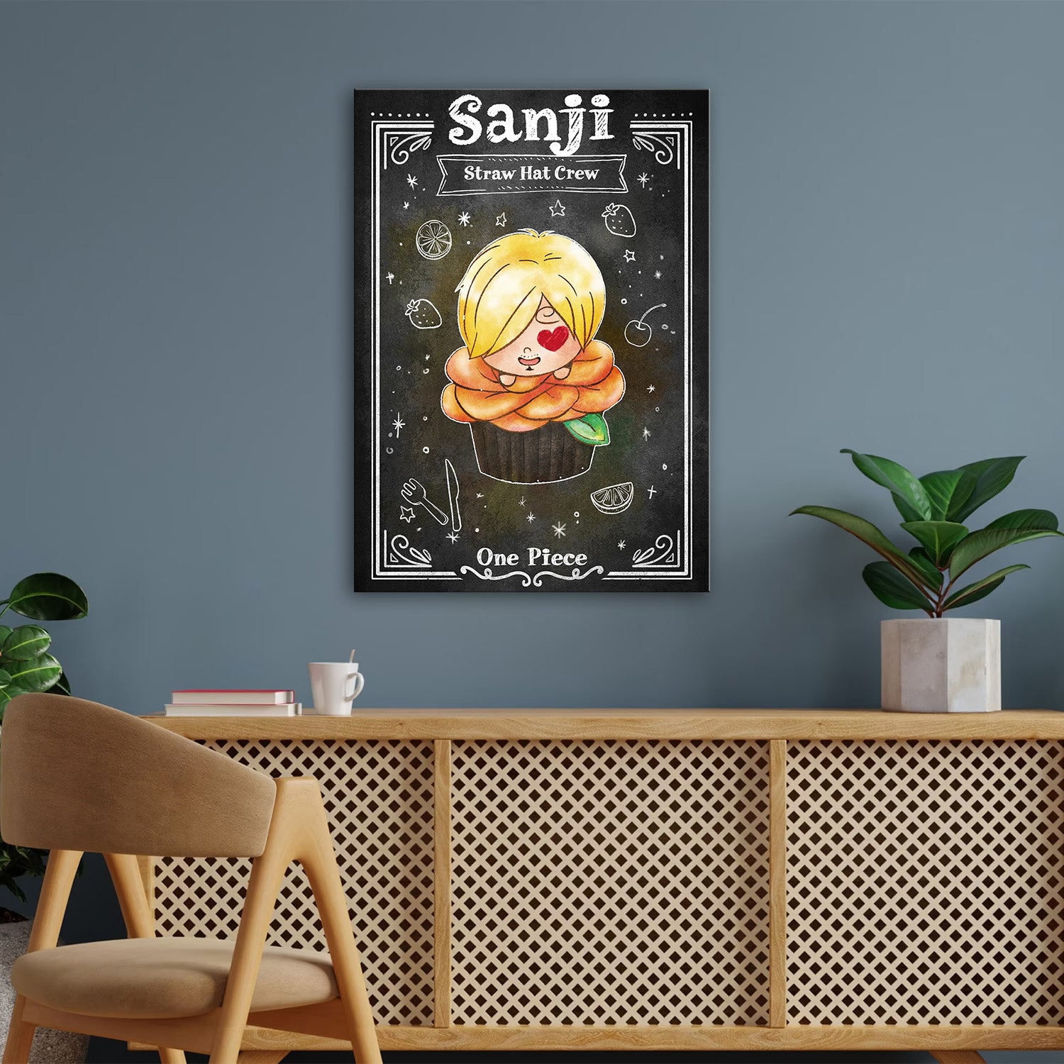 Sanji Sweet Cupcake Chalkboard - One Piece Metal Poster Media 3