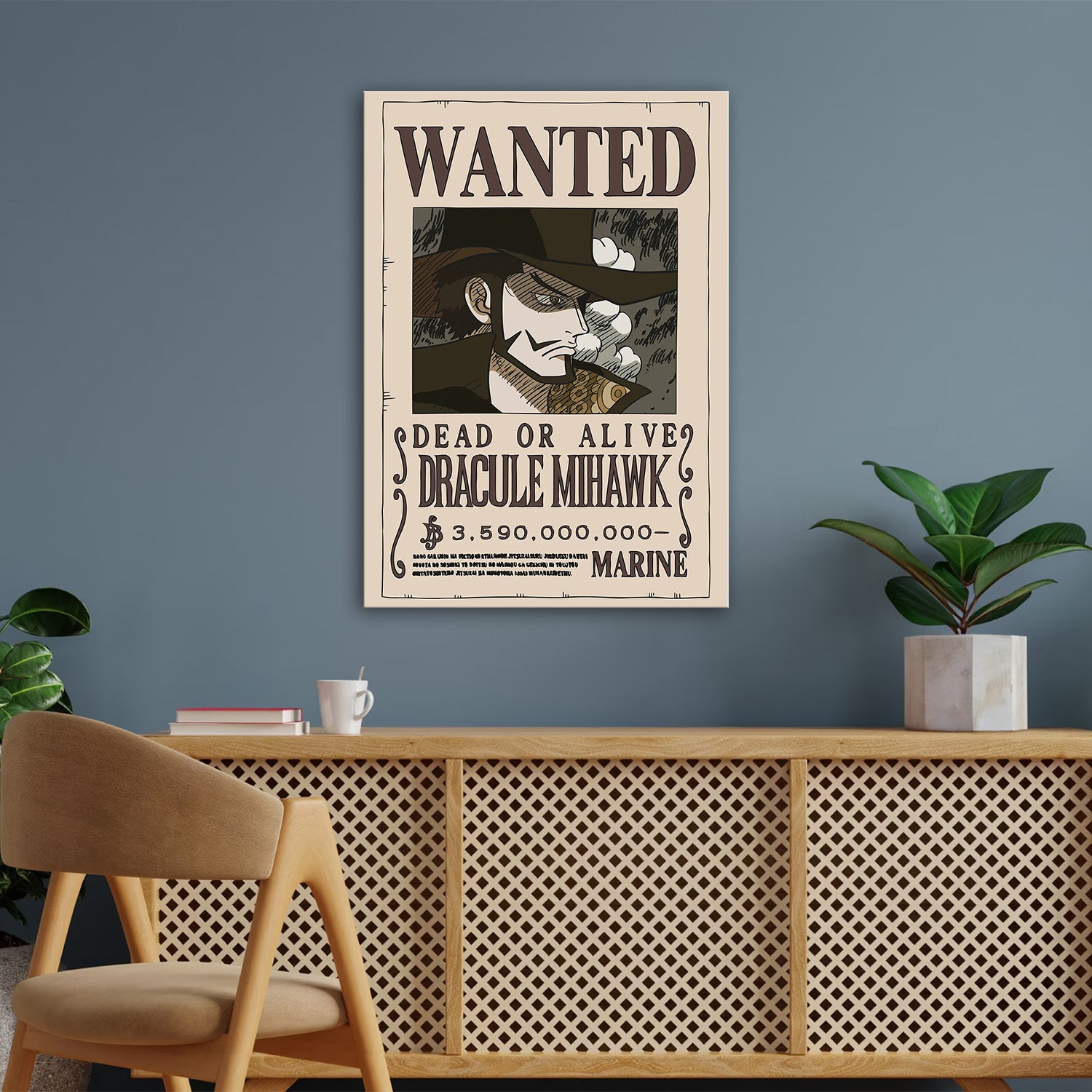 Dracule Mihawk Wanted - One Piece Metal Poster Media 3