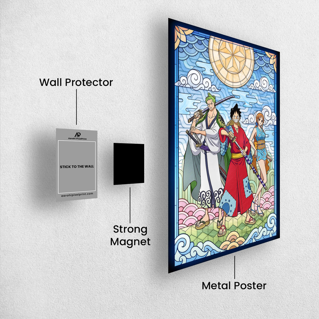 One Piece Wano Stained Glass Art - One Piece Metal Poster Media 1