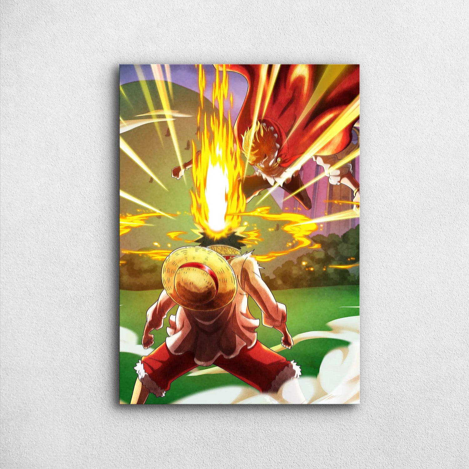 Iconic Painted Luffy vs Sanji One Piece Metal Poster - An