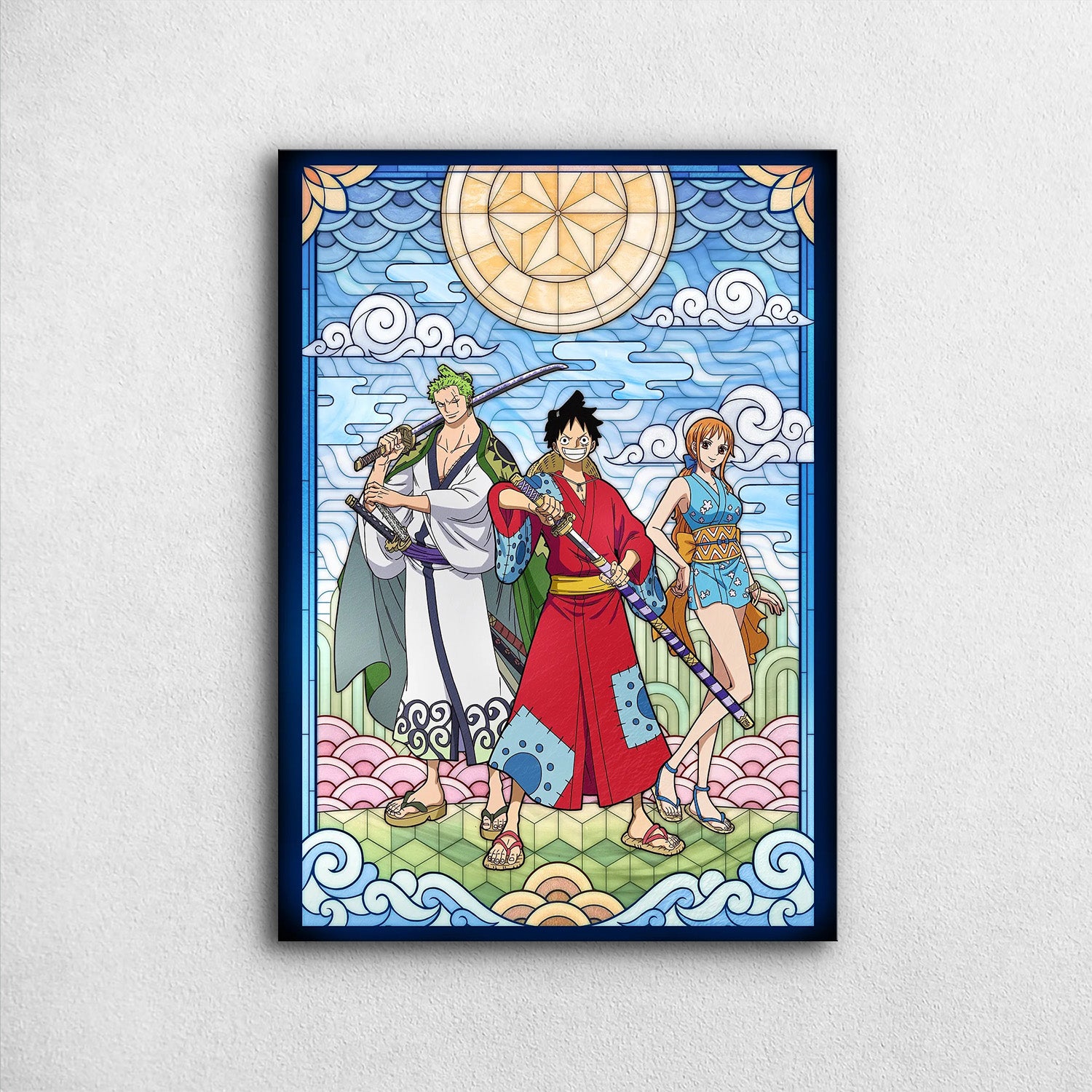 One Piece Wano Stained Glass Art - One Piece Metal Poster Media 1