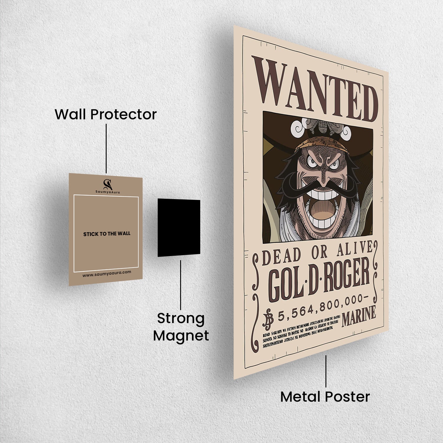 Gold D. Roger Wanted One Piece Metal Poster - Anime Wall