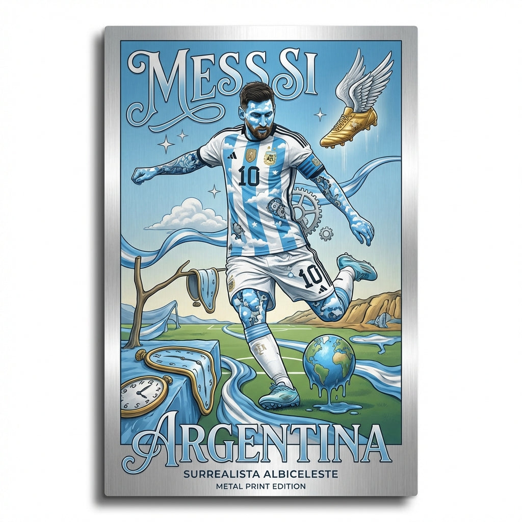Messi Surrealism Poster - Sky Blue & Cloud Edition