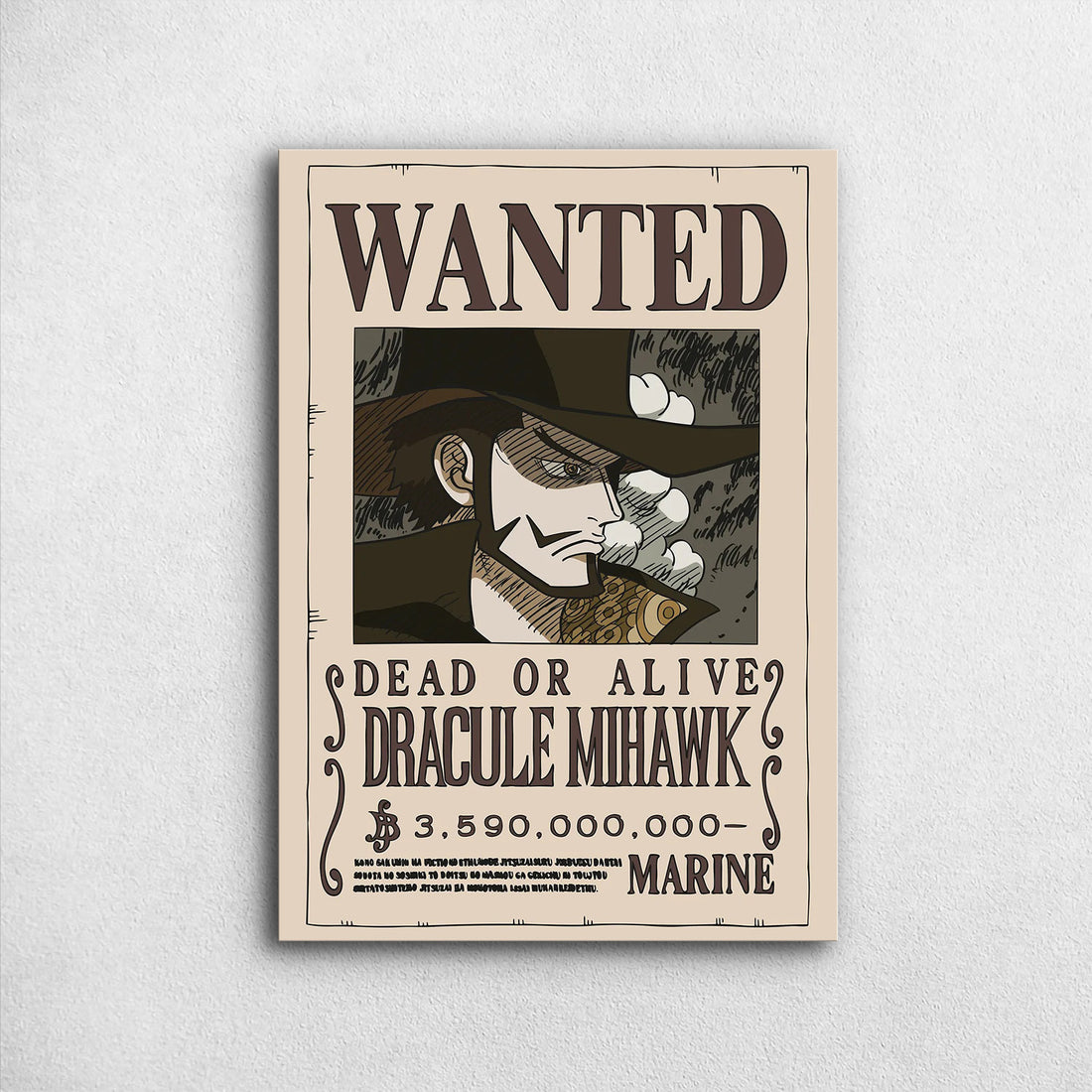 Dracule Mihawk Wanted - One Piece Metal Poster Media 1