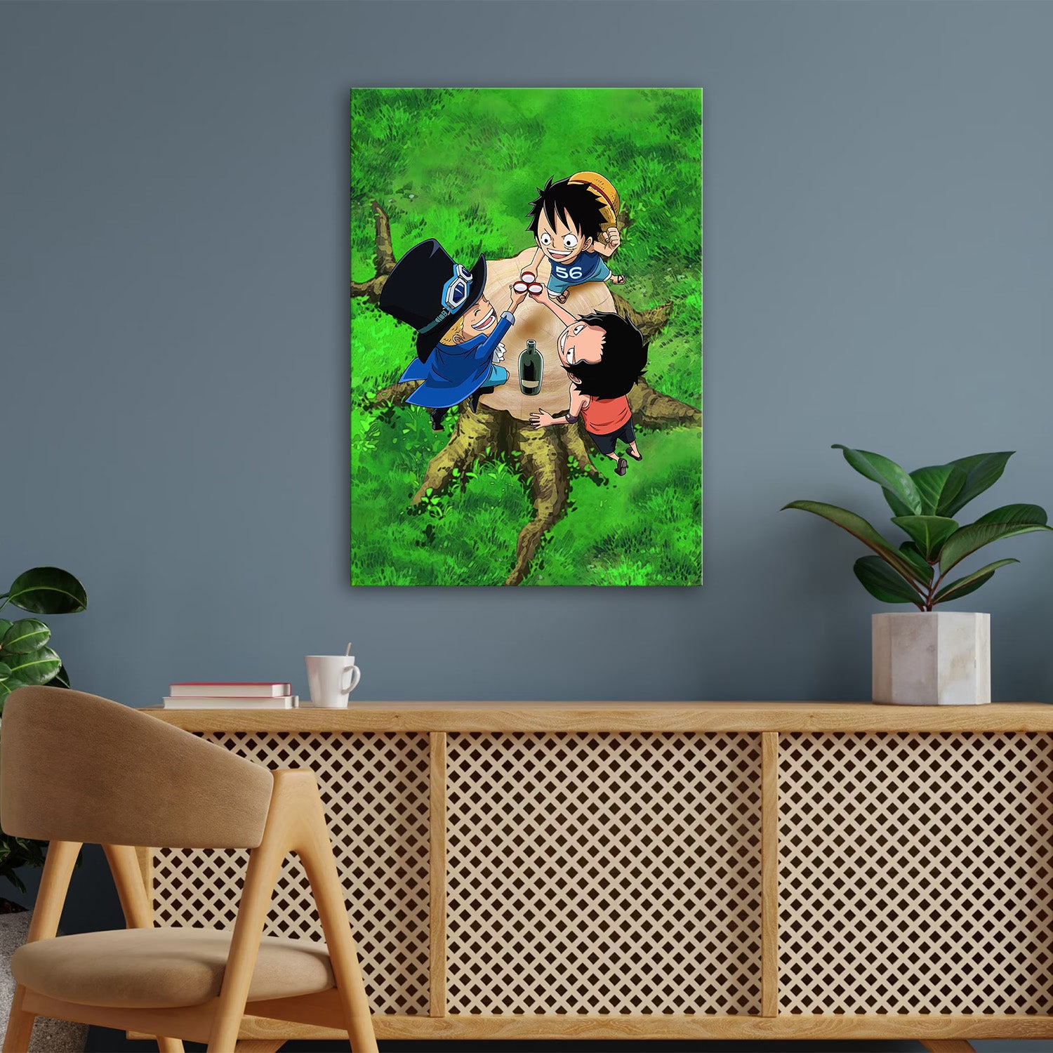 Luffy_ Sabo and Ace toast - One Piece Metal Poster Media 3