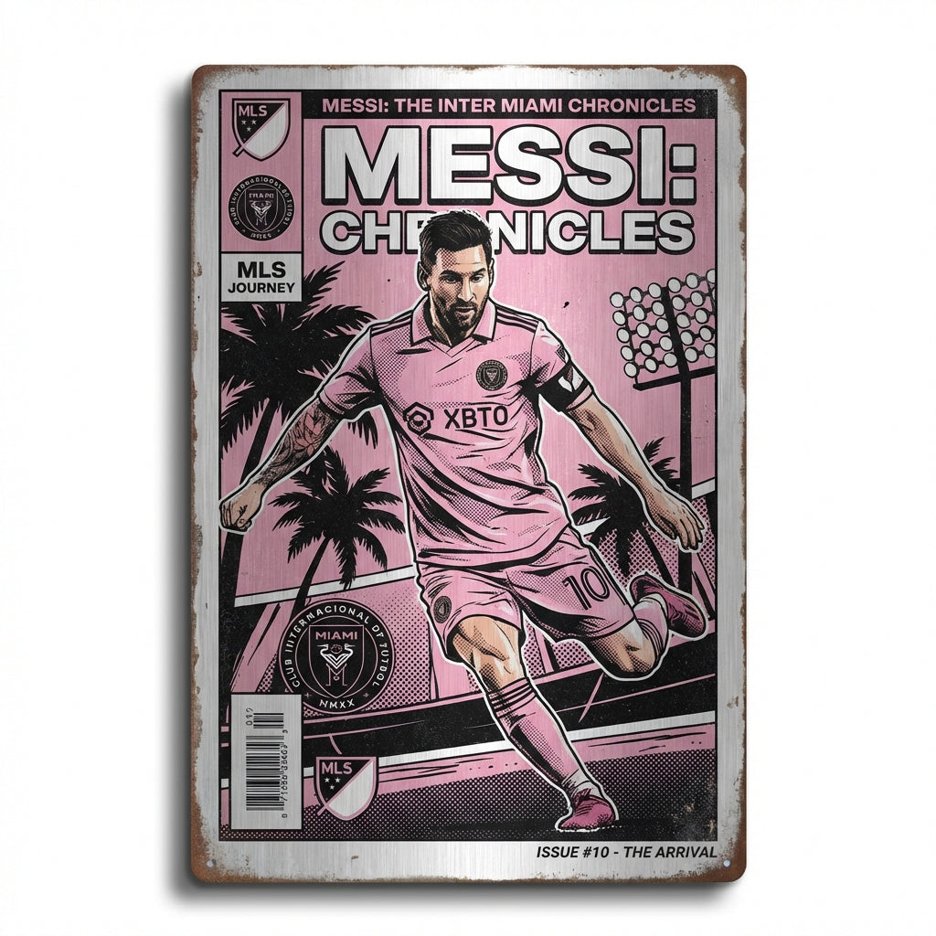Messi Comic Book Poster - Inter Miami Pink Edition