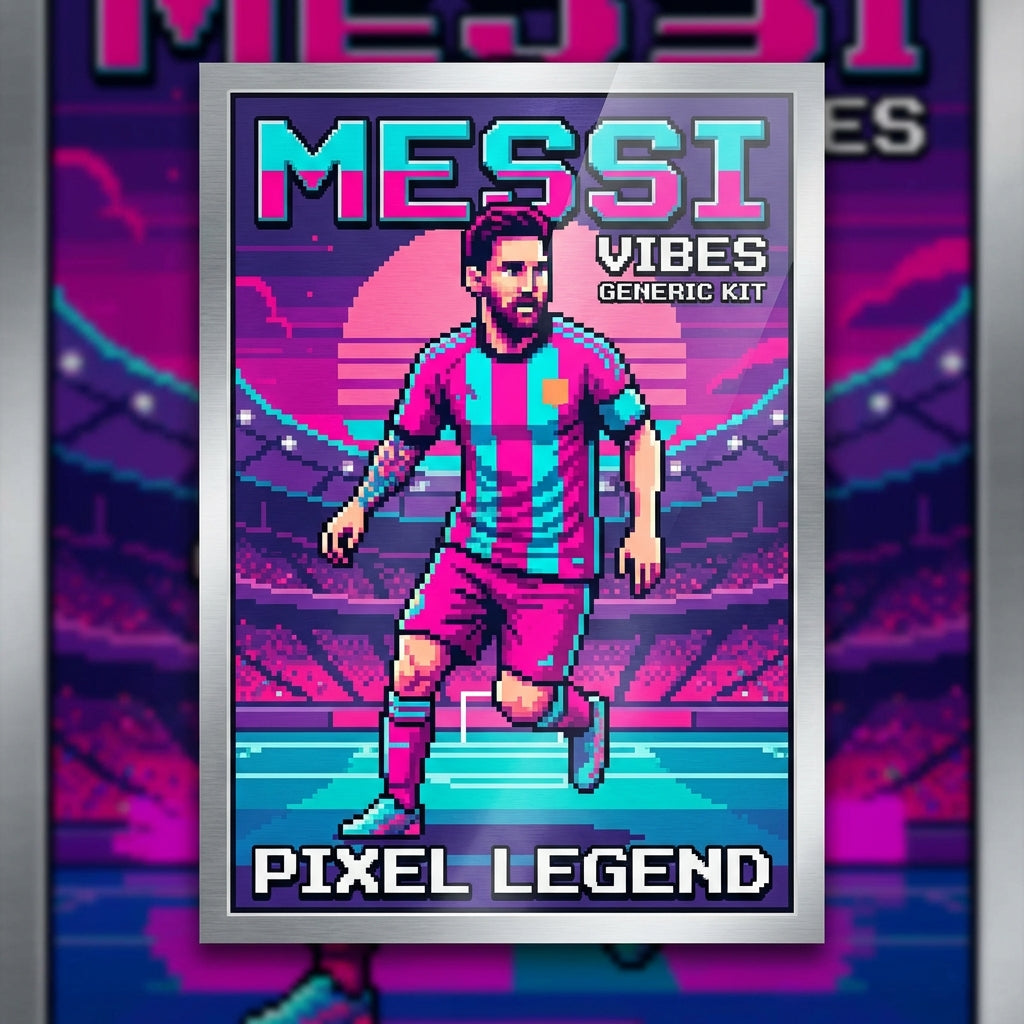 Messi Pixel Art Poster - Hot Pink & Cyan Edition