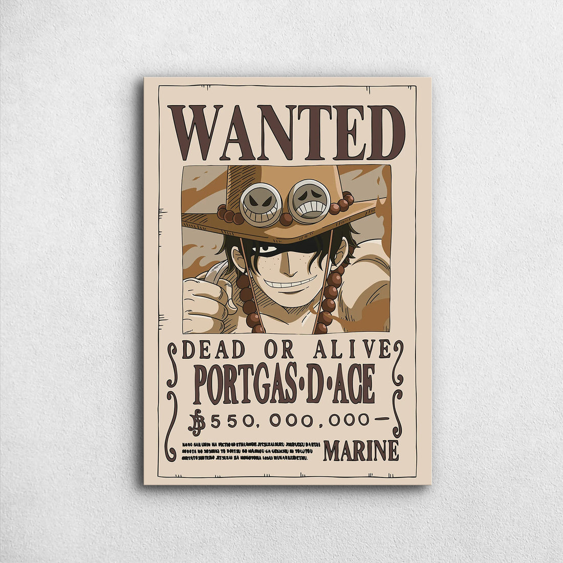 Portgas D. Ace Wanted - One Piece Metal Poster Media 1