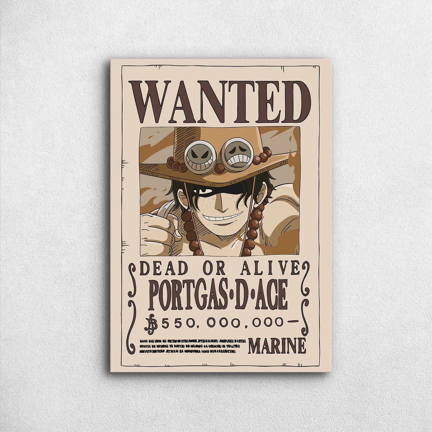 Portgas D. Ace Wanted - One Piece Metal Poster Media 1