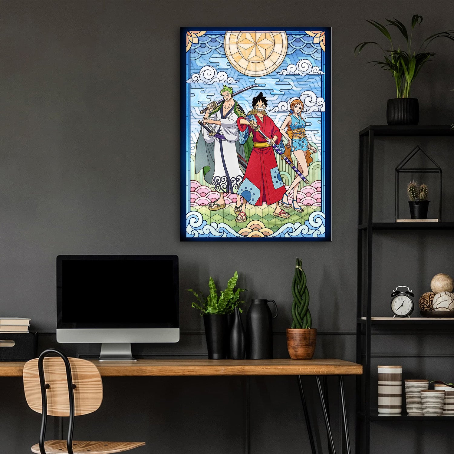 One Piece Wano Stained Glass Art - One Piece Metal Poster Media 4