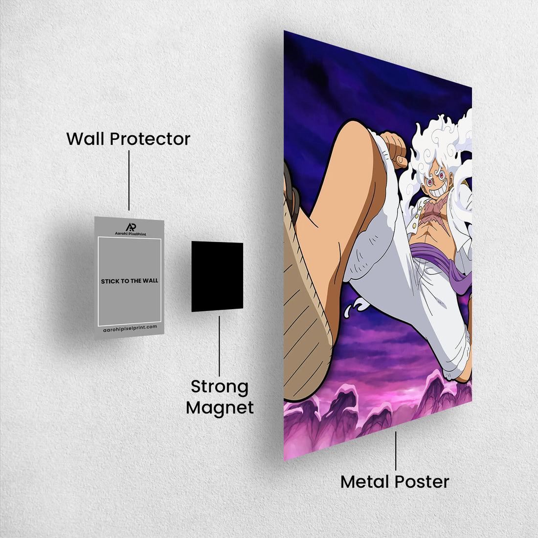 Luffy Unleashed_ Gear 5 Power - One Piece Metal Poster Media 1