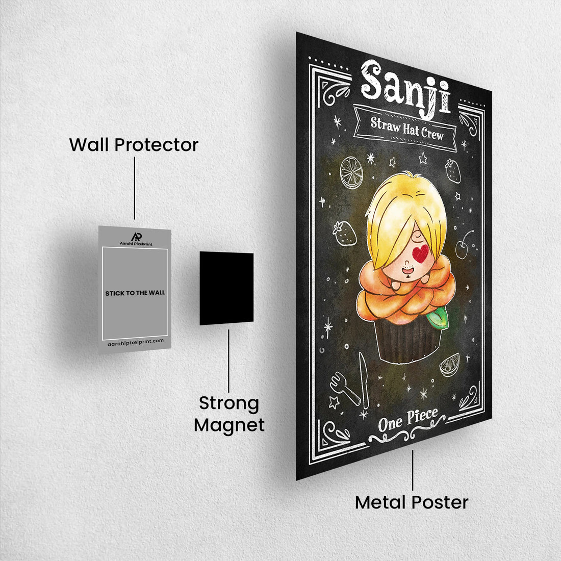 Sanji Sweet Cupcake Chalkboard - One Piece Metal Poster Media 1