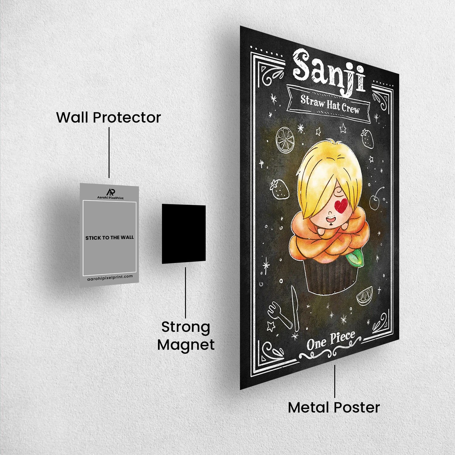 Sanji Sweet Cupcake Chalkboard - One Piece Metal Poster Media 2