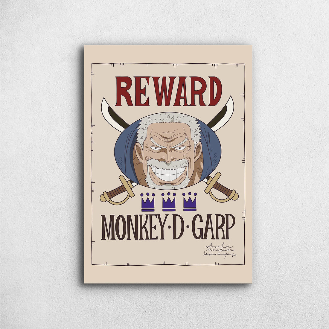 Monkey D. Garp Wanted - One Piece Metal Poster Media 1