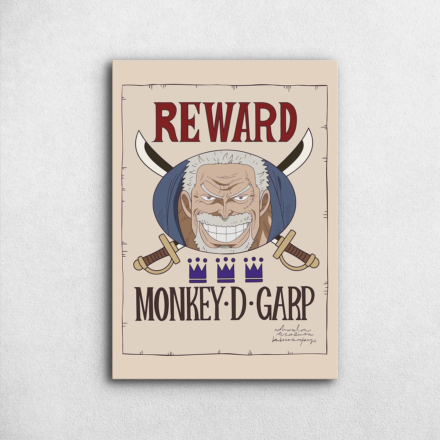 Monkey D. Garp Wanted - One Piece Metal Poster Media 1