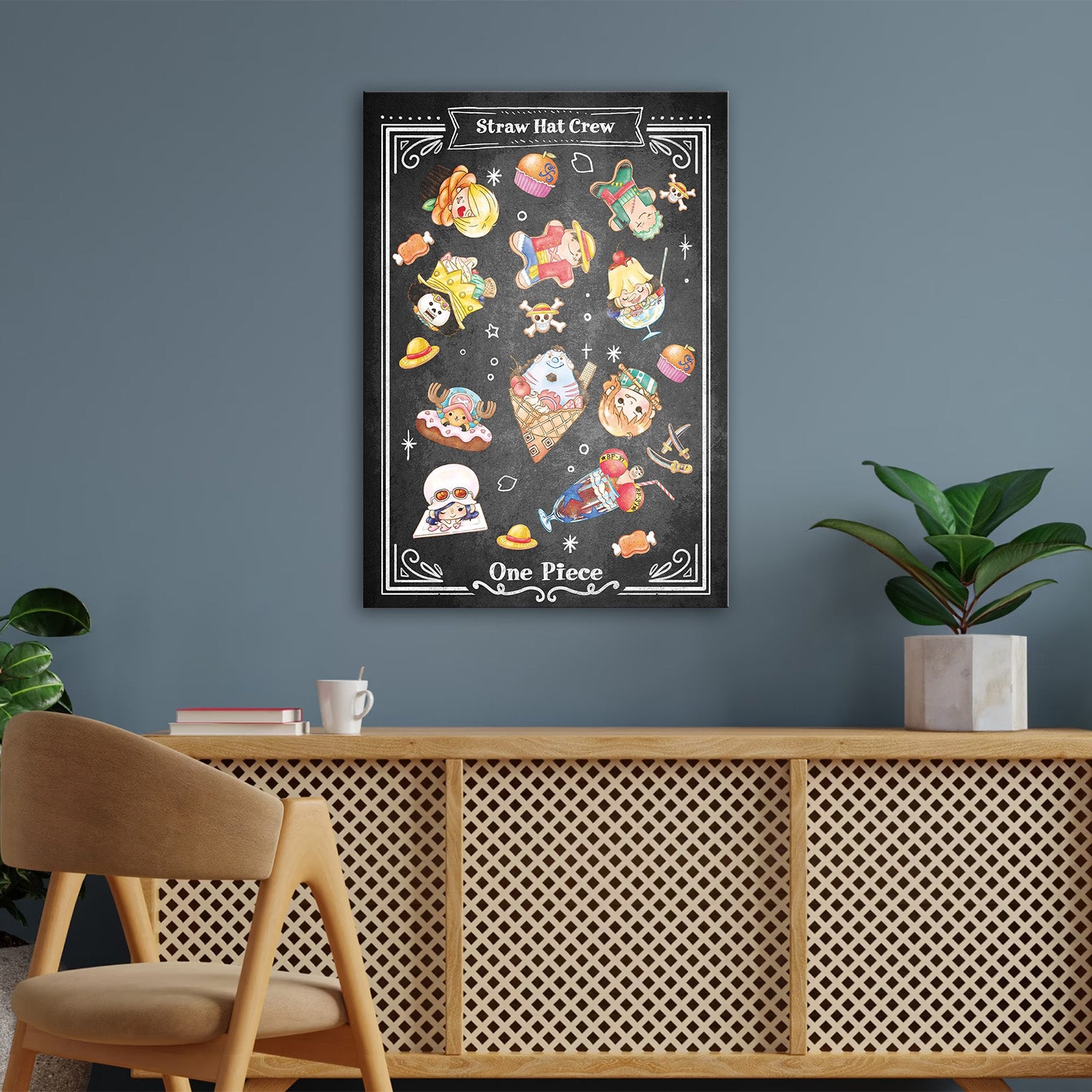One Piece Straw Hat Crew Sweets Chalkboard - One Piece Metal Poster Media 3