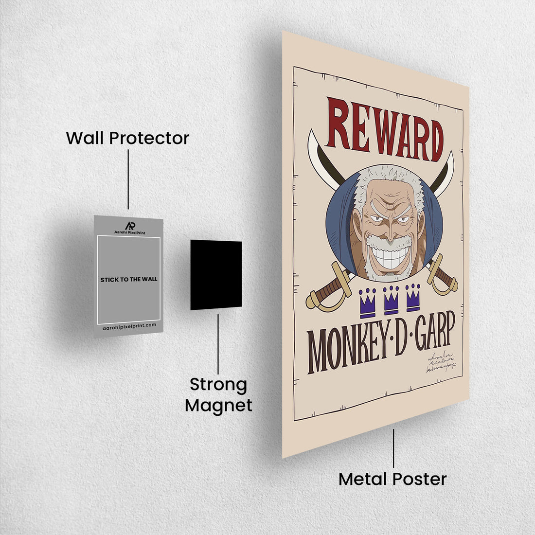 Monkey D. Garp Wanted - One Piece Metal Poster Media 1