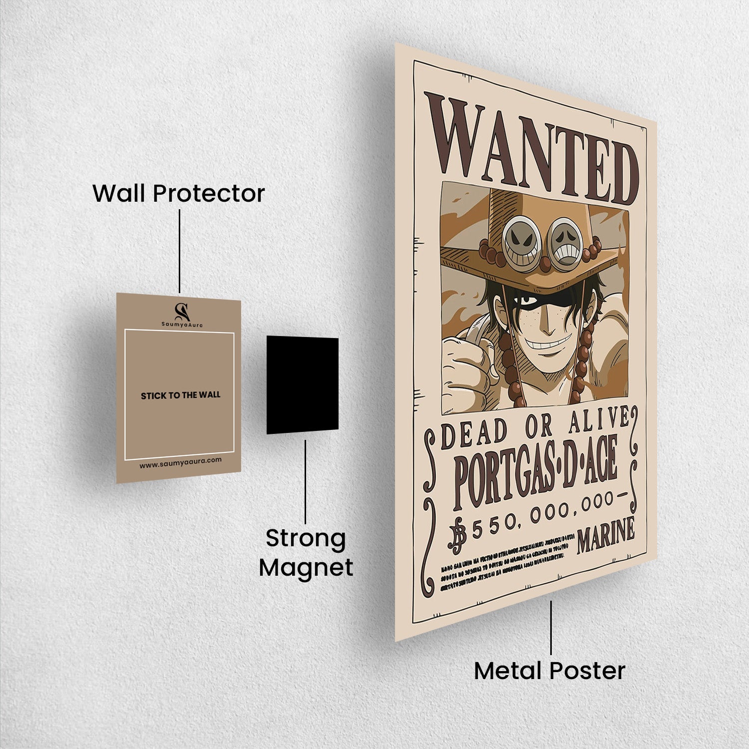 Portgas D. Ace Wanted - One Piece Metal Poster Media 2