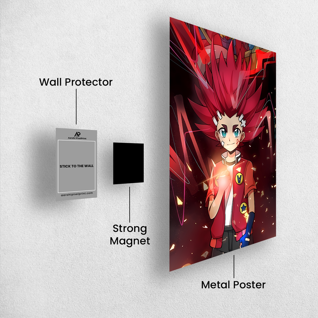 Beyblade Aiger Akabane Metal Poster – Rise of the Wild Champion.