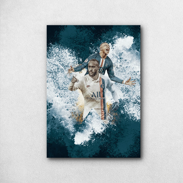 Mbappé & Neymar PSG Poster – Twin Force Splash Art - Poster by Aarohi PixelPrint