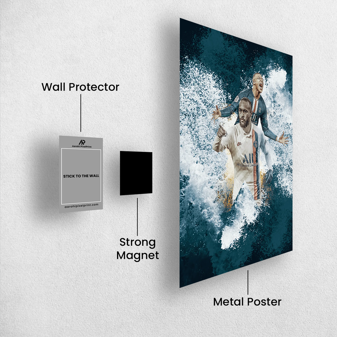 Mbappé & Neymar PSG Poster – Twin Force Splash Art