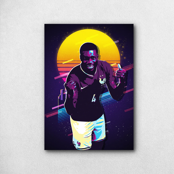 Mbappé Neon Celebration Poster – Vaporwave Retro Style Football Art