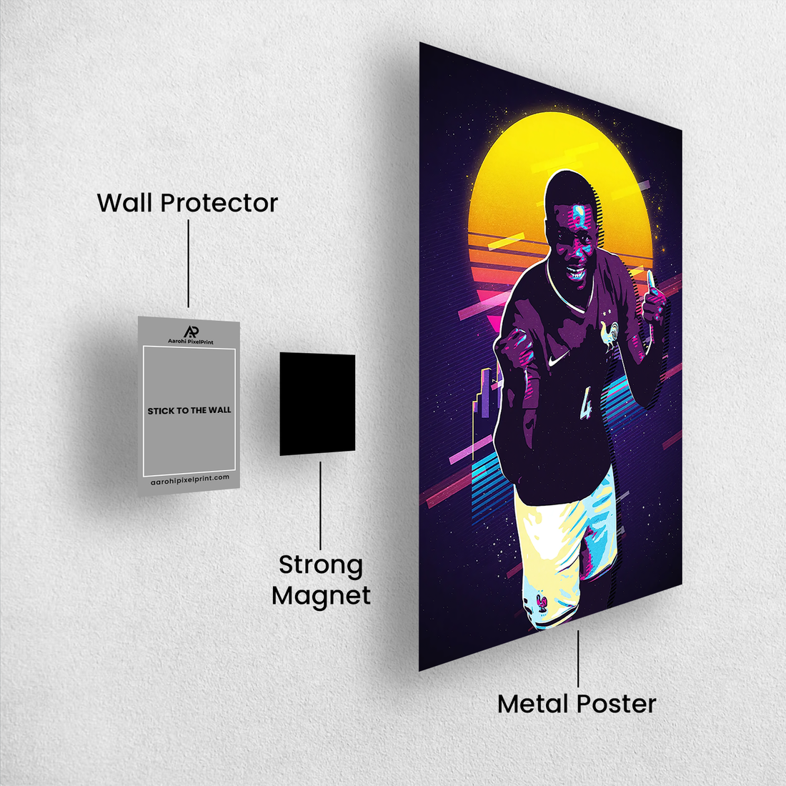 Mbappé Neon Celebration Poster – Vaporwave Retro Style Football Art