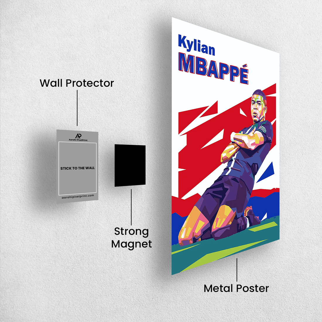 Kylian Mbappé WPAP Poster – Iconic Celebration Slide in French Colors