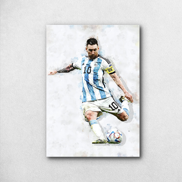 Lionel Messi Watercolor Shot Poster – Argentina No. 10 Art | Premium Poster
