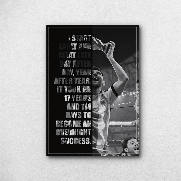 Lionel Messi Success Quote Poster – World Cup Victory | Premium Print