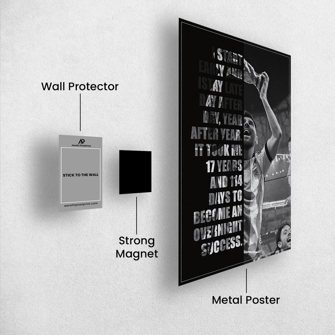 Lionel Messi Success Quote Poster – World Cup Victory | Premium Print