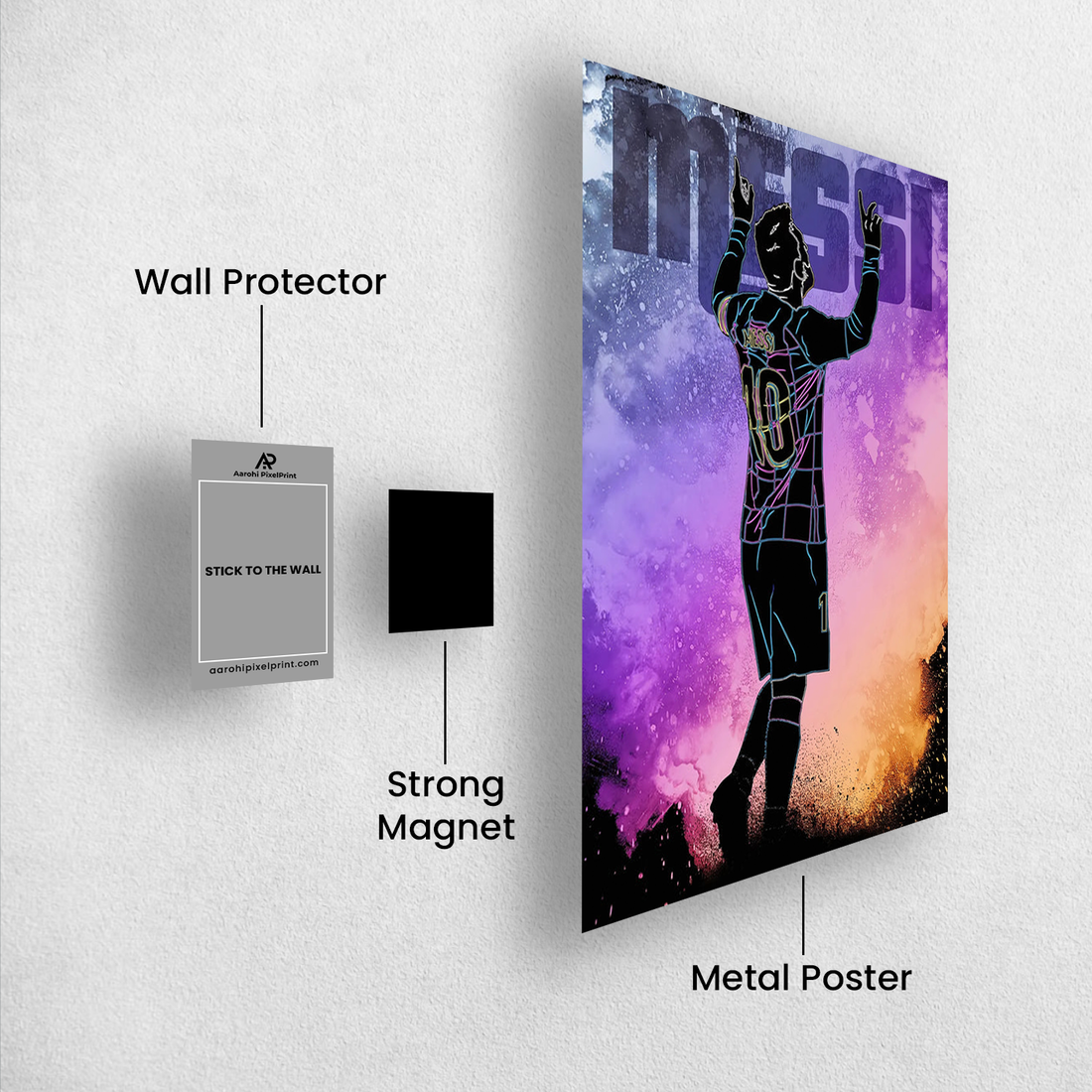 Lionel Messi Neon Tribute Poster – Futuristic Art | Premium Print
