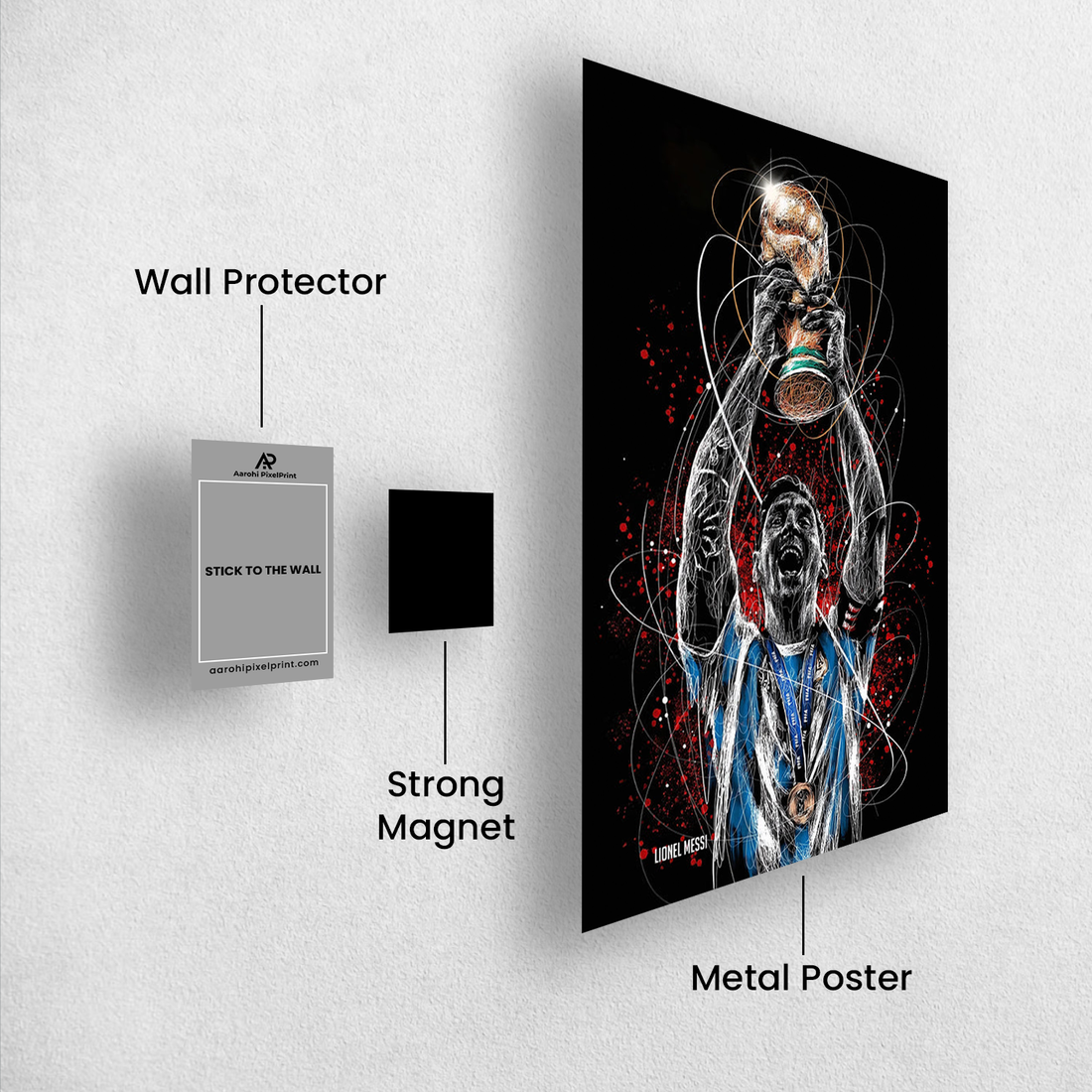 Lionel Messi Electric World Cup Poster – Futuristic Champion Art | Premium Print