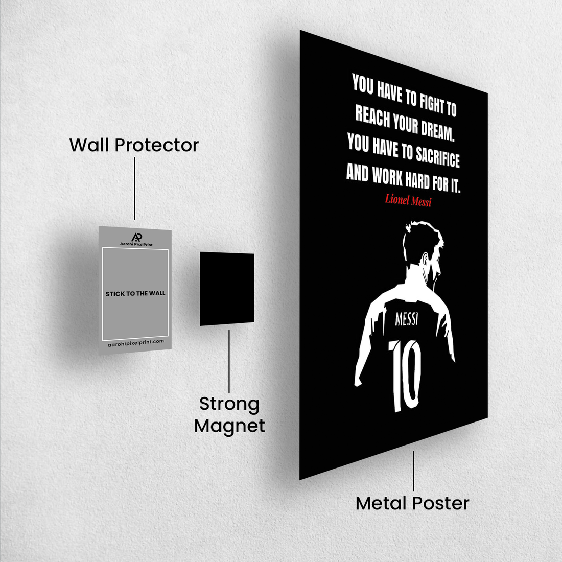 Lionel Messi Motivational Quote Poster – Minimalist Black & White Art | Premium Poster