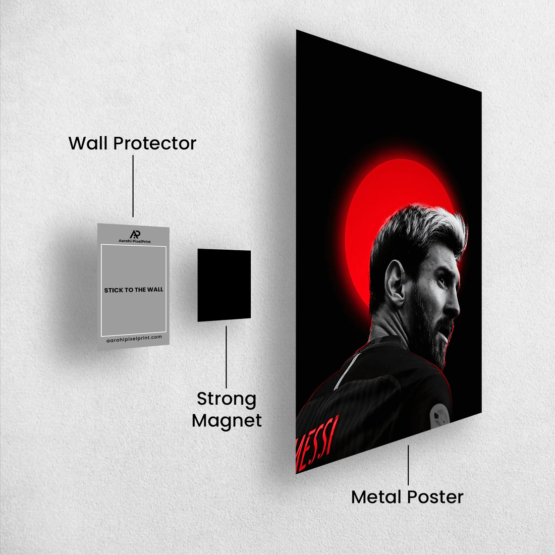 Lionel Messi Red Sun Poster – Dark Aesthetic Art | Premium Poster