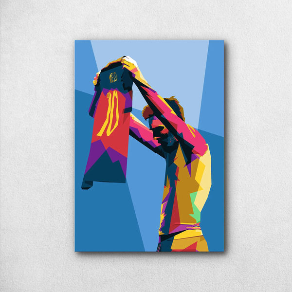 Lionel Messi Iconic Shirt Celebration Poster – FC Barcelona Art | Premium Poster - Poster by Aarohi PixelPrint