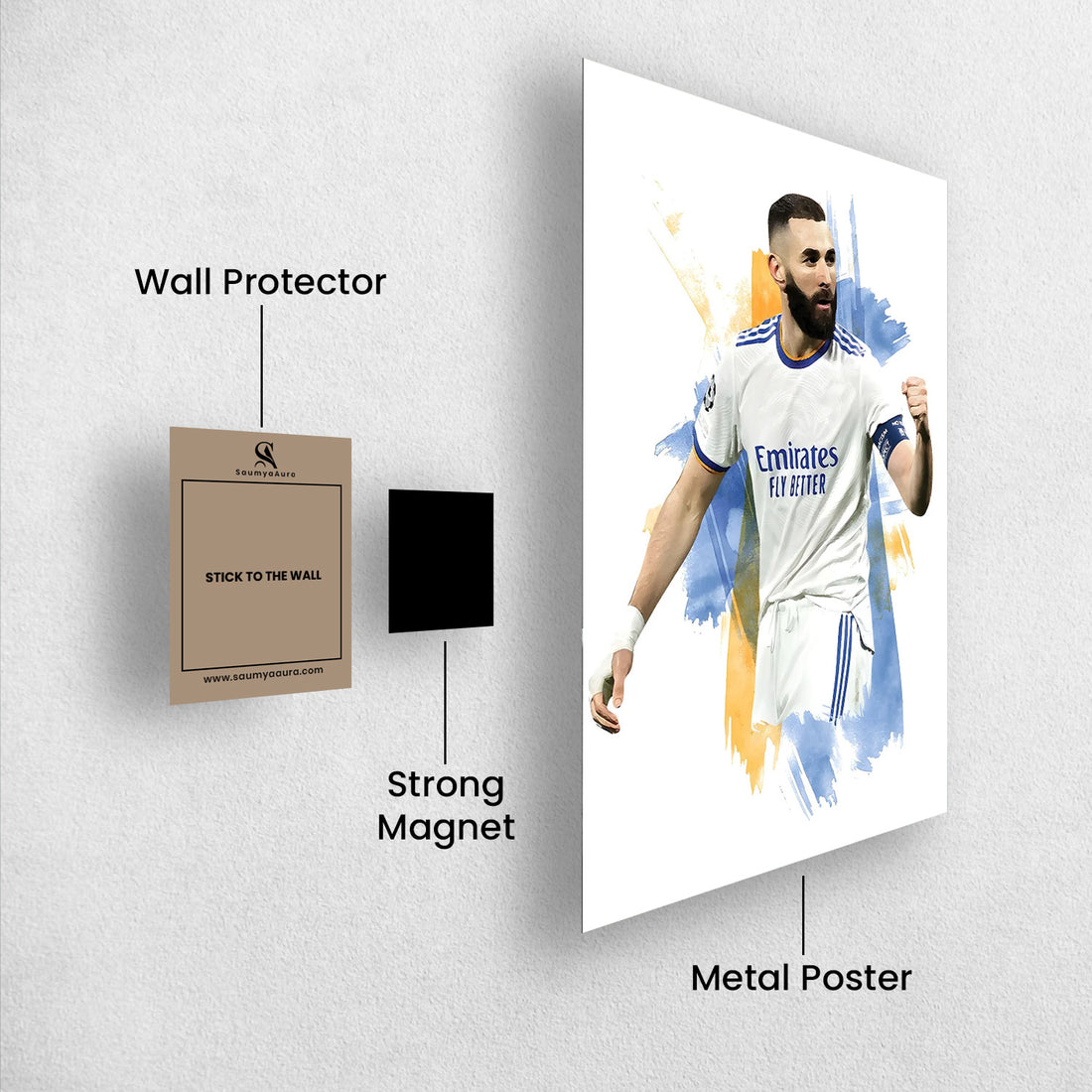Karim Benzema – The Captain's Roar | Watercolor Victory Poster - Poster by Aarohi PixelPrint